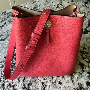 Kate Spade Marti Large Bucket Bag in Watermelon Gelato Pink Pebbled Leather